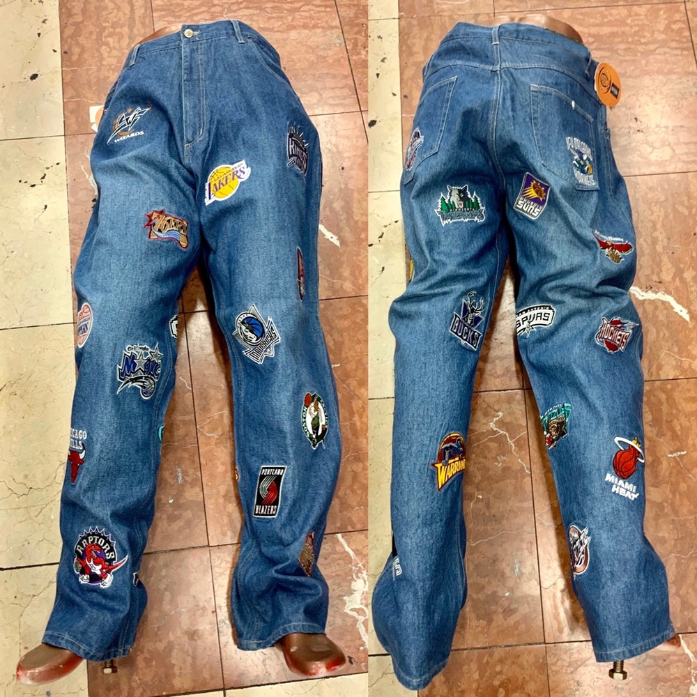 Men's NBA Blue All Over 29 Teams Limited Edition Denim Pants